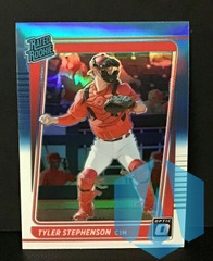 2021 Donruss Optic Prizm Rated Rookie Carolina Blue & White #57 Tyler Stephenson